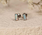 16G/18G Titanium Opal Flat Back Stud Earrings Set | Implant Grade Titanium Labret | Cartilage, Helix, Tragus & Lobe Piercing