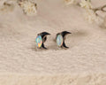 16G/18G Titanium Opal Crescent Moon Stud Earrings –  Flat Back Minimal Celestial Screw Back Earrings, Tiny Moon Jewelry, N135