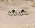 16G/18G Titanium Triple Baguette Opal Bar Stud Earrings – Dainty Titanium Flat Back Labret – Helix, Tragus, Cartilage Jewelry N141