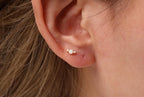 Titanium Push Pin Trio Round Opal Flat Back Studs