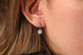16G/18G Titanium Opal Halo Hoop Dangle, Hypoallergenic Hoop, Minimal Round Drop Earrings – Everyday Elegant Jewelry N149