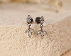 Titanium Leaf Marquise Dangle Flat Back Push Pin Stud