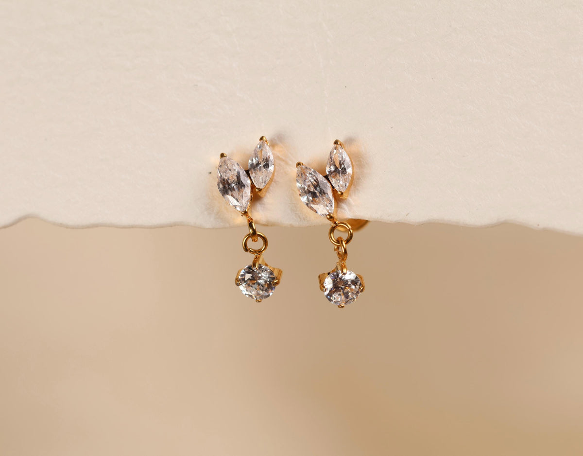 16G/18G/20G Titanium Dangle Flat Back Earrings, CZ Cartilage Studs, Threadless Helix Earrings, Marquise Drop Tragus Jewelry, N153