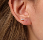 16G/18G/20G Titanium Triple Marquise Flat Back Stud, CZ Marquise Cartilage Earrings, Threadless Helix Stud, Minimal Tragus Earring N152