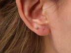 Titanium CZ Flower Push Pin Flat Back Stud