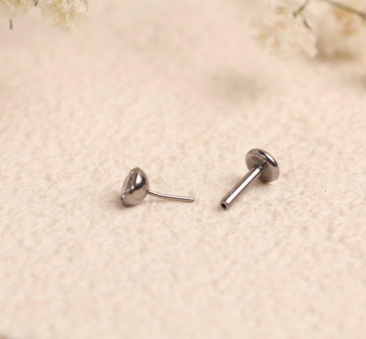 Titanium Bezel Setting Round Tiny Push Pin Stud