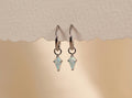 16G/18G White Opal Kite Dangle Hoop Earrings, Titanium Huggie Hoops, Minimalist Opal Charm Earrings, Hypoallergenic Cartilage Earrings N164