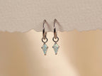 16G/18G White Opal Kite Dangle Hoop Earrings, Titanium Huggie Hoops, Minimalist Opal Charm Earrings, Hypoallergenic Cartilage Earrings N164
