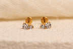 16G/18G/20G Titanium CZ Stud Earrings, Tiny Double Stone Flat Back Earrings, Hypoallergenic Cartilage Stud, Helix Tragus Labret N165