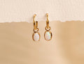 16G/18G Titanium Opal Oval Hoop Dangle, Hypoallergenic Hoop, Minimal Oval Drop Earrings – Everyday Elegant Jewelry N150