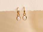 16G/18G Titanium Opal Oval Hoop Dangle, Hypoallergenic Hoop, Minimal Oval Drop Earrings – Everyday Elegant Jewelry N150