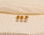 16G/18G/20G Titanium Marquise CZ Flat Back Stud | Threadless Cartilage Earring | Helix Tragus Conch Piercing Jewelry | N176