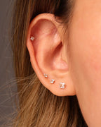 Titanium Push Pin Princess Cut CZ Flat Back Studs