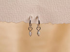 16G/18G Titanium Opal Marquise Hoop Earrings | Dainty Opal Charm Huggies | Hypoallergenic Cartilage Hoops | Minimalist Titanium N210