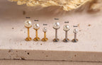 16G/18G Titanium Pearl Flat Back Earrings, Internally Threaded Titanium Labret Stud, Hypoallergenic Earring Gift Set, Gift for her n178