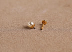 Titanium Threadless Push Pin Pearl Flat Back Earrings