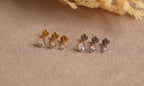 16G/18G/20G Oval Cut Titanium Flat Back Earrings, Dainty Crystal Stud, Hypoallergenic Threadless Piercing Jewelry N179