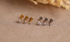 16G/18G/20G Tianium Oval Cut Flat Back Earrings, Dainty Prong Setting Oval Stud, Hypoallergenic Threadless Piercing Jewelry N179