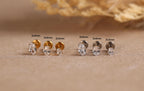 16G/18G/20G Tianium Oval Cut Flat Back Earrings, Dainty Prong Setting Oval Stud, Hypoallergenic Threadless Piercing Jewelry N179