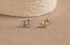 16G/18G/20G Titanium Triple Opal Cluster Flat Back Earrings, Threadless Cartilage Studs, Helix Earrings, Opal & CZ Tragus Jewelry N158