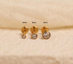 16G/18G/20G Titanium Round Tiny Flat Back Stud | Threadless Bezel Round Stud | Helix Tragus Conch Piercing Jewelry | Hypoallergenic N175