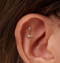 16G/18G/20G Titanium Dangle Flat Back Earrings, Threadless Cartilage Studs, CZ Drop Helix Earrings, Tragus Jewelry, Hypoallergenic N155