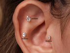 16G/18G/20G Oval Cut Titanium Flat Back Earrings, Dainty Crystal Stud, Hypoallergenic Threadless Piercing Jewelry N179