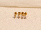 16G/18G/20G Titanium Baguette CZ Flat Back Stud Earrings, Cartilage Earrings, Hypoallergenic Helix Tragus Labret Piercing S109
