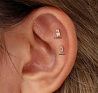 16G/18G/20G Titanium Baguette CZ Flat Back Stud Earrings, Cartilage Earrings, Hypoallergenic Helix Tragus Labret Piercing S109