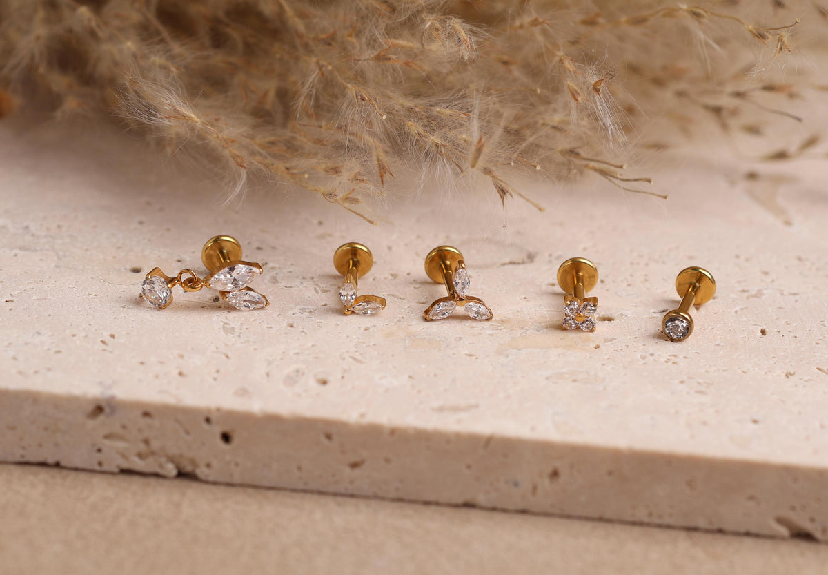 Nature-Inspired Titanium Push Pin Flat Back Studs