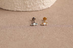 Titanium Push Pin Trio Round Opal Flat Back Studs