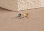 16G/18G Titanium Double Marquise Opal Leaf Flat Back Earrings - Implant-Grade Titanium Nap Earrings - Hypoallergenic Cartilage Studs N139