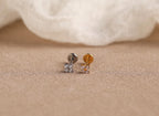16G/18G/20G Titanium Flower Flat Back Earrings, Threadless Cartilage Studs, CZ Helix Earrings, Tiny Floral Tragus Jewelry N161
