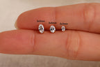 16G/18G/20G Tianium Oval Cut Flat Back Earrings, Dainty Prong Setting Oval Stud, Hypoallergenic Threadless Piercing Jewelry N179