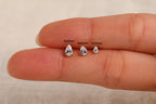 16G/18G/20G Titanium Pear Prong Setting Flat Back Earrings, Dainty Teardrop Crystal Stud, Hypoallergenic Threadless Piercing Jewelry N180