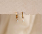 16G/18G White Opal Kite Dangle Hoop Earrings, Titanium Huggie Hoops, Minimalist Opal Charm Earrings, Hypoallergenic Cartilage Earrings N164