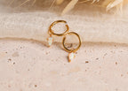 16G/18G White Opal Kite Dangle Hoop Earrings, Titanium Huggie Hoops, Minimalist Opal Charm Earrings, Hypoallergenic Cartilage Earrings N164