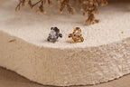 Titanium Internal Threaded Pear CZ Ornate Flat Back Studs