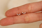 16G/18G Titanium Marquise Leaf Cluster Flat Back Earrings, Internally Threaded Studs, Helix Tragus Lobe Jewelry, Ear Stack earring  N189