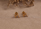 16G/18G Titanium Bow Round CZ Flat Back Earrings, Internal Threaded Titanium Studs, Dainty Ribbon Cartilage Earring, Helix Tragus Lobe N186
