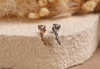 16G/18G Titanium Heart CZ Dangle Flat Back Earring, Internal Threaded Titanium Stud, Dainty Cartilage Earring, Helix Tragus Lobe N185