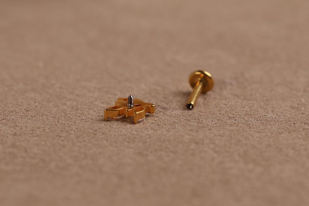 Titanium Internal Threaded Marquise Leaf Flat Back Stud