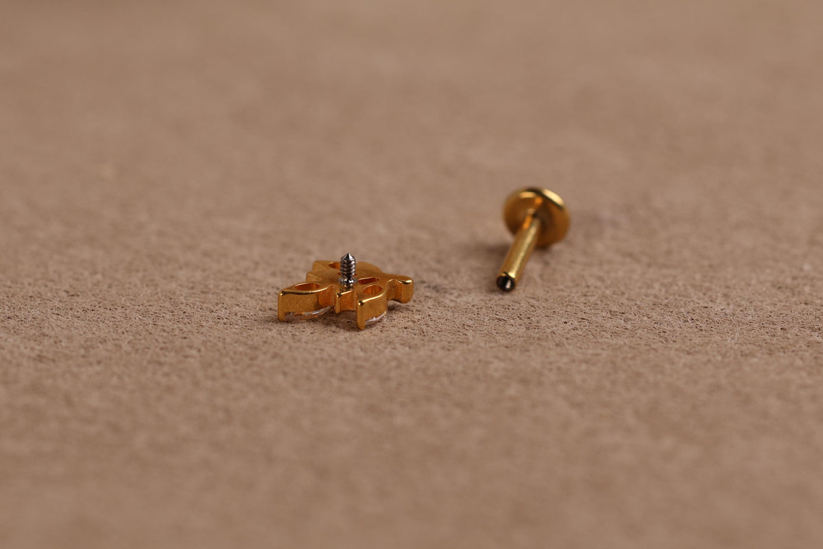 Titanium Internal Threaded Marquise Leaf Flat Back Stud