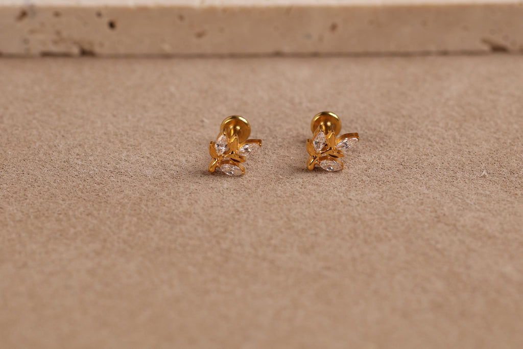 Titanium Internal Threaded Marquise Leaf Flat Back Stud