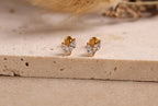 16G/18G Titanium Double Marquise Leaf Flat Back Earrings, Internal Threaded Studs, Dainty CZ Cartilage Earring, Helix Tragus Lobe N181