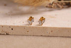 16G/18G Titanium Double Marquise Leaf  Flat Back Stud, Internal Threaded Studs, Dainty CZ Cartilage Earring, Helix Tragus Lobe N181