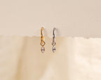 16G/18G Titanium Marquise CZ Dangle Hoop Earrings, Dainty Cartilage Hoop, Lobe Earrings, Hypoallergenic N216