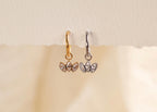 16G/18G Titanium Marquise Trio CZ Dangle Titanium Hoop Earrings, Crystal Leaf Drop Hoops, Lobe Earrings, Hypoallergenic N209