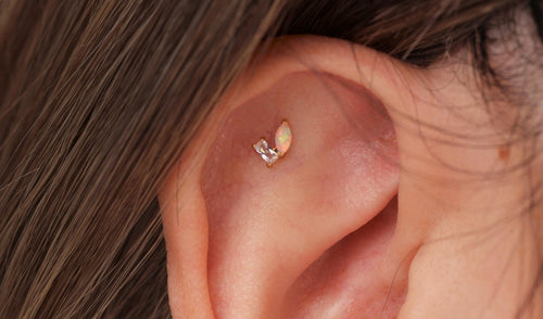 Titanium Baguette & Marquise Flat Back Stud Earrings