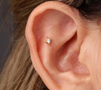 16G/18G Titanium Pear CZ Starburst Flat Back Earrings, Internal Threaded Cartilage Stud, Dainty Celestial Helix Tragus Conch Lobe N183